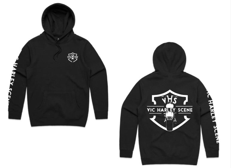 VHS Signature Black Hoodie With Sleeve Printing